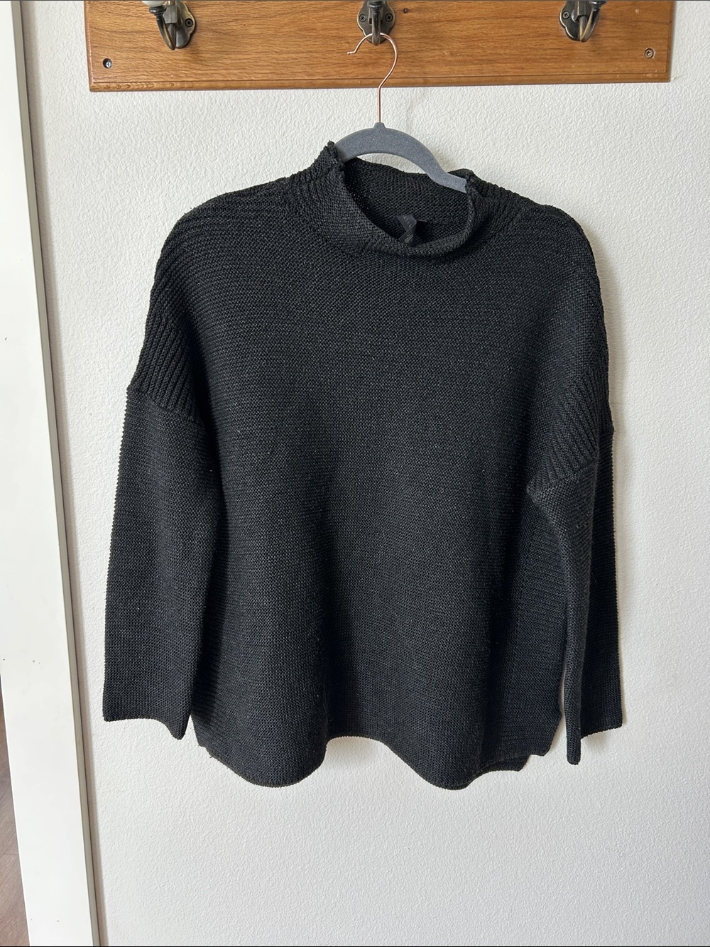 knot sisters charcoal Cowl Neck Knit Sweater